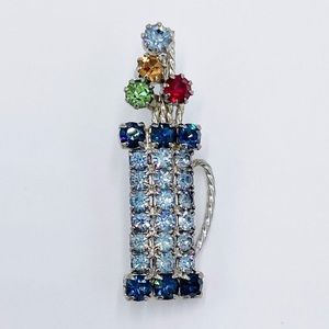 Vintage Golf Bag Rhinestone Brooch Pin